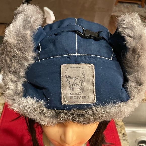 MAD BOMBER Other - 🎄MAD BOMBER TRAPPER HAT,BLUE NYLON SHELL, RABBIT FUR TRIM, NWOT EXCELLENT HAT